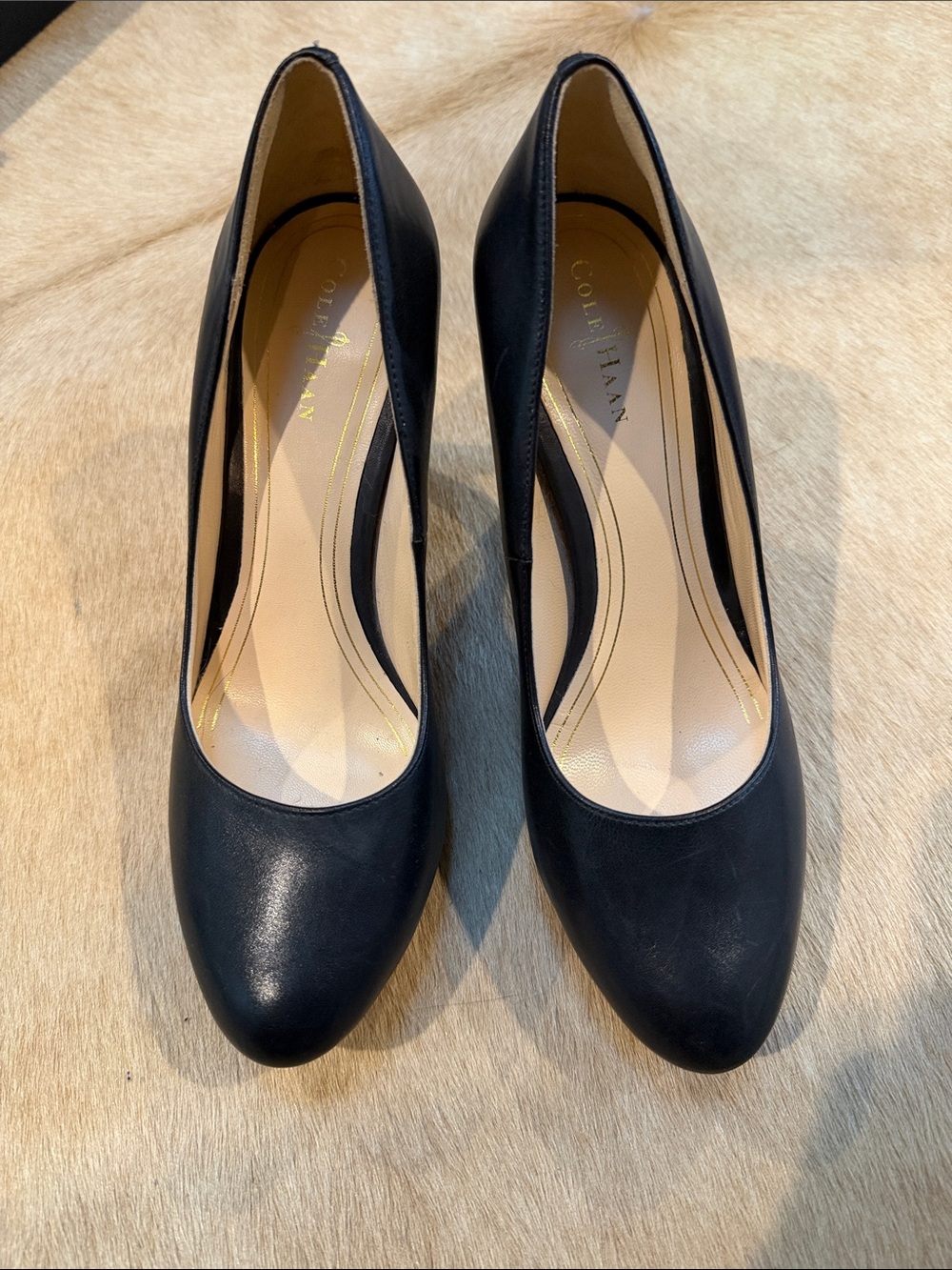 Cole Haan Black Leather Round-Toe platform High Heels